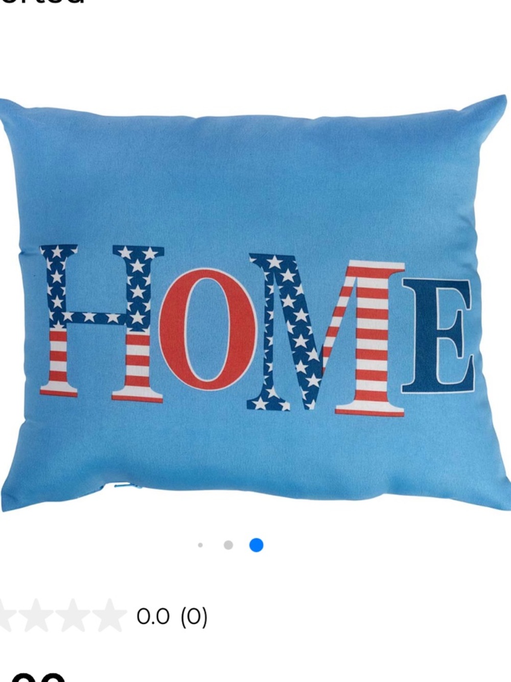 Set 2 Outdoor Patio Patriotic "HOME" Blue Accent Pillow Pair